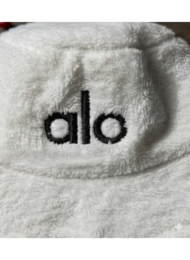 alo Luxury winter fur bucket hat with Alo logo - soft and warm material, stylish unisex design, perfect for winter and everyday outings with a distinctive casual style (white) - Image 4